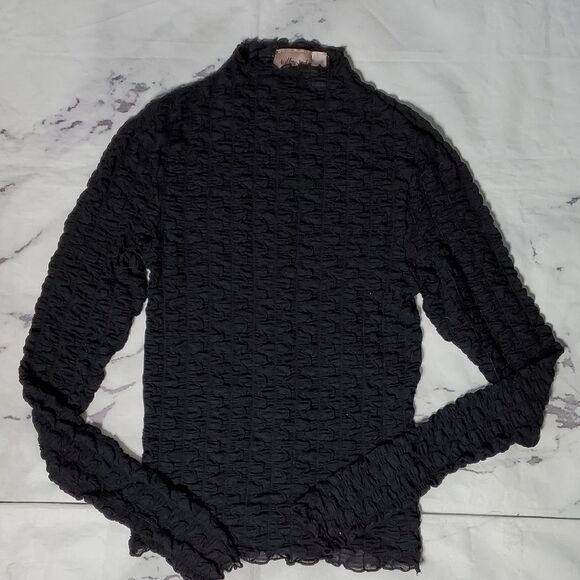 Willow & Root Sheer Black Textured Layering Top - Picture 1 of 6